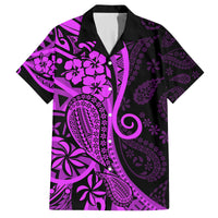 Polynesia Paisley Family Matching Off Shoulder Long Sleeve Dress and Hawaiian Shirt Polynesian With Tropical Flowers - Purple LT14 Dad's Shirt - Short Sleeve Purple - Polynesian Pride