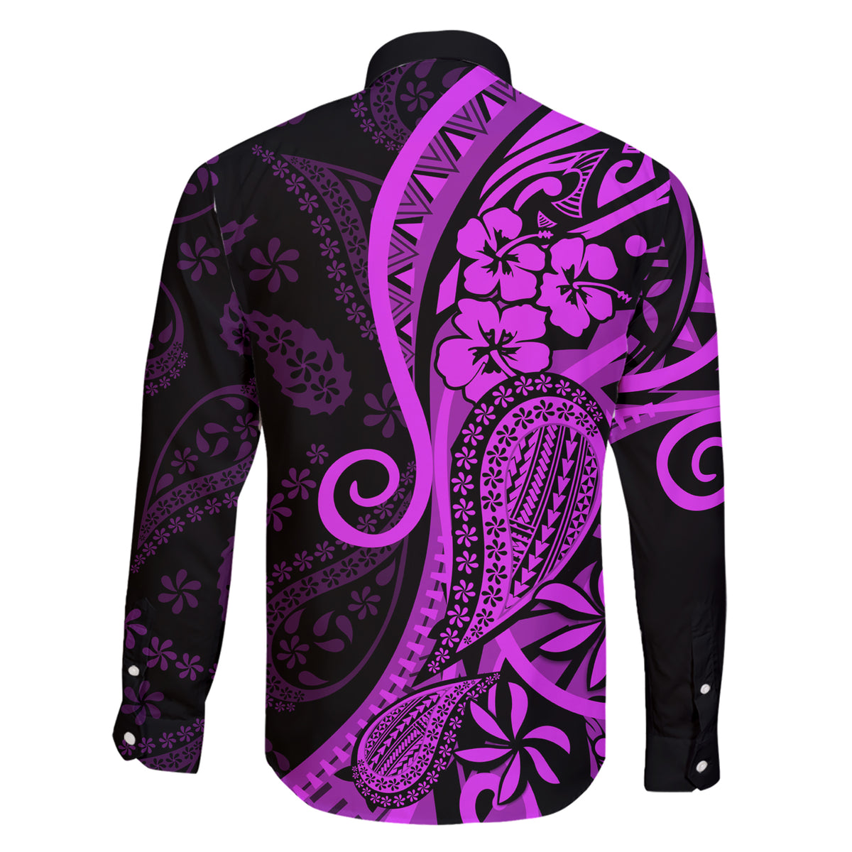 Polynesia Paisley Family Matching Short Sleeve Bodycon Dress and Hawaiian Shirt Polynesian With Tropical Flowers - Purple LT14 - Polynesian Pride