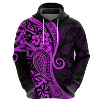 Polynesia Paisley Hoodie Polynesian With Tropical Flowers - Purple LT14 - Polynesian Pride