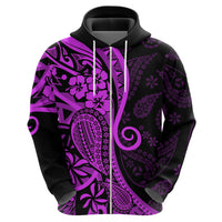 Polynesia Paisley Hoodie Polynesian With Tropical Flowers - Purple LT14 - Polynesian Pride