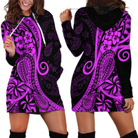 Polynesia Paisley Hoodie Dress Polynesian With Tropical Flowers - Purple LT14 - Polynesian Pride