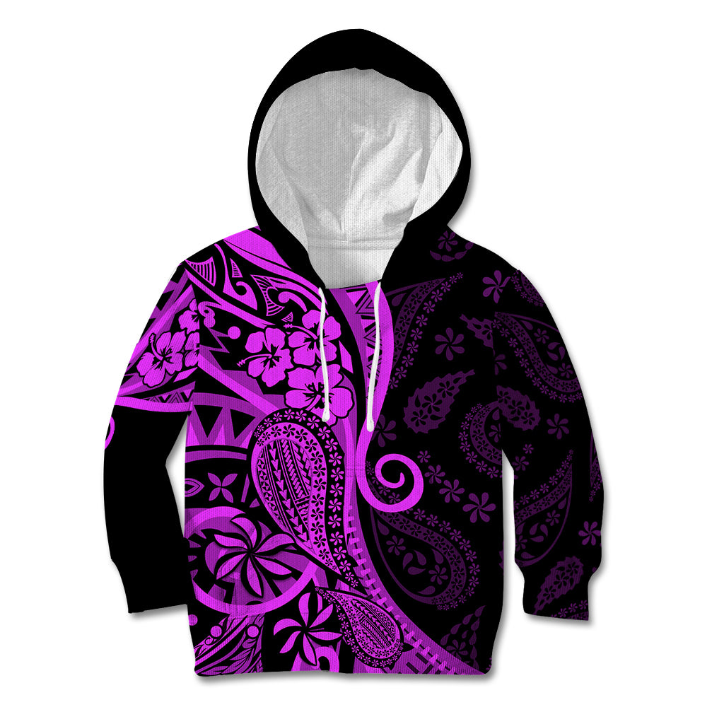 Polynesia Paisley Kid Hoodie Polynesian With Tropical Flowers - Purple LT14 Hoodie Purple - Polynesian Pride