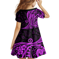 Polynesia Paisley Kid Short Sleeve Dress Polynesian With Tropical Flowers - Purple LT14 - Polynesian Pride