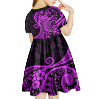 Polynesia Paisley Kid Short Sleeve Dress Polynesian With Tropical Flowers - Purple LT14 - Polynesian Pride