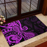 Polynesia Paisley Rubber Doormat Polynesian With Tropical Flowers - Purple LT14 - Polynesian Pride