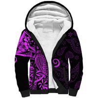Polynesia Paisley Sherpa Hoodie Polynesian With Tropical Flowers - Purple LT14 Unisex Purple - Polynesian Pride