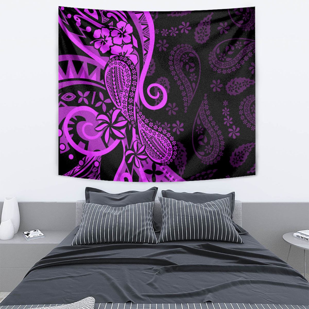 Polynesia Paisley Tapestry Polynesian With Tropical Flowers - Purple LT14 - Polynesian Pride