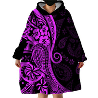 Polynesia Paisley Wearable Blanket Hoodie Polynesian With Tropical Flowers - Purple LT14 - Polynesian Pride