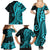 Polynesia Paisley Family Matching Summer Maxi Dress and Hawaiian Shirt Polynesian With Tropical Flowers - Turquoise LT14 - Polynesian Pride