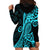 Polynesia Paisley Hoodie Dress Polynesian With Tropical Flowers - Turquoise LT14 - Polynesian Pride