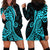 Polynesia Paisley Hoodie Dress Polynesian With Tropical Flowers - Turquoise LT14 - Polynesian Pride