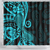 Polynesia Paisley Shower Curtain Polynesian With Tropical Flowers - Turquoise LT14 - Polynesian Pride
