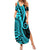 Polynesia Paisley Summer Maxi Dress Polynesian With Tropical Flowers - Turquoise LT14 Women Turquoise - Polynesian Pride