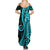 Polynesia Paisley Summer Maxi Dress Polynesian With Tropical Flowers - Turquoise LT14 - Polynesian Pride