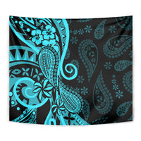 Polynesia Paisley Tapestry Polynesian With Tropical Flowers - Turquoise LT14 - Polynesian Pride