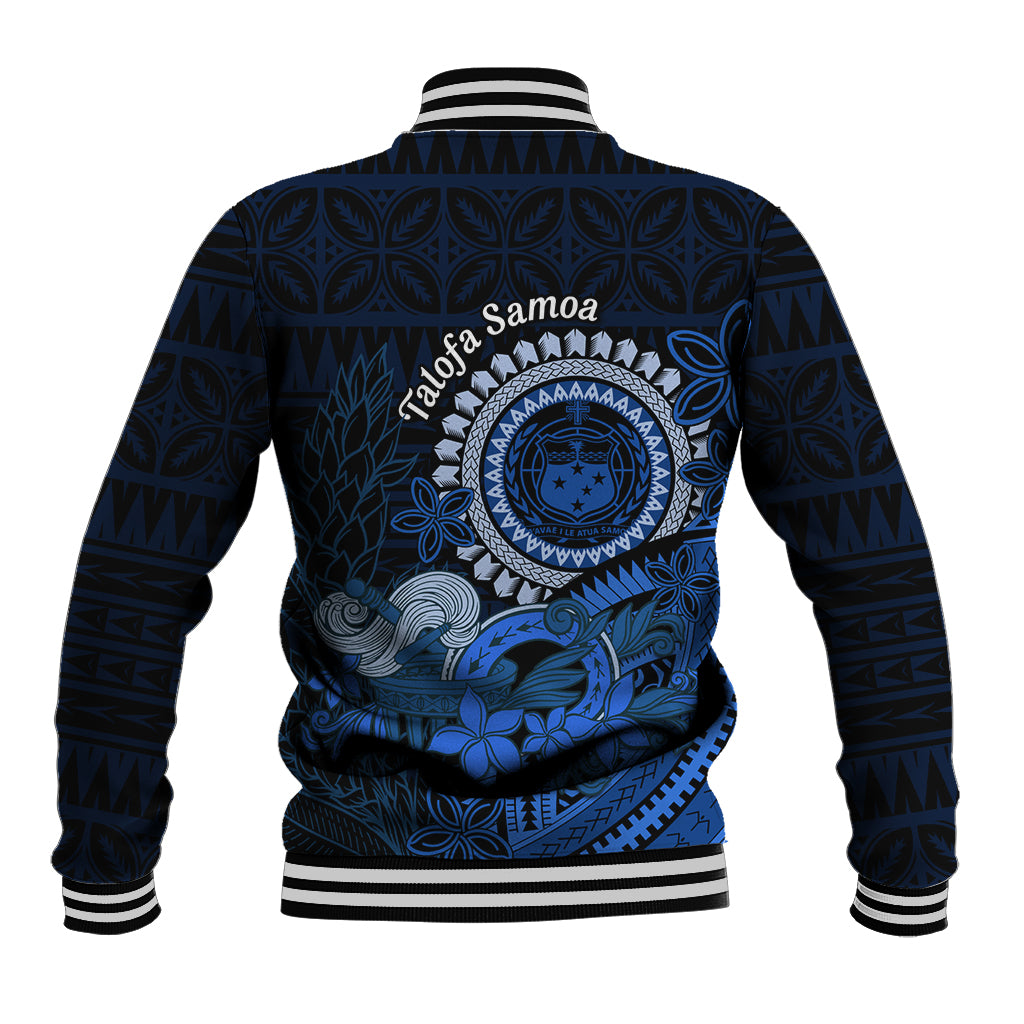 Talofa Samoa Baseball Jacket Samoan Kava Bowl Siapo Pattern - Blue LT14 - Polynesian Pride