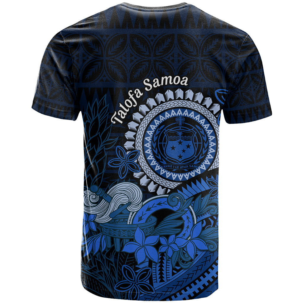 Talofa Samoa T Shirt Samoan Kava Bowl Siapo Pattern - Blue LT14 - Polynesian Pride