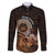 Talofa Samoa Family Matching Off Shoulder Short Dress and Hawaiian Shirt Samoan Kava Bowl Siapo Pattern - Brown LT14 Dad's Shirt - Long Sleeve Brown - Polynesian Pride