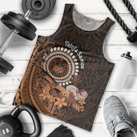 Talofa Samoa Men Tank Top Samoan Kava Bowl Siapo Pattern - Brown LT14 - Polynesian Pride