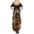 Talofa Samoa Summer Maxi Dress Samoan Kava Bowl Siapo Pattern - Brown LT14 - Polynesian Pride