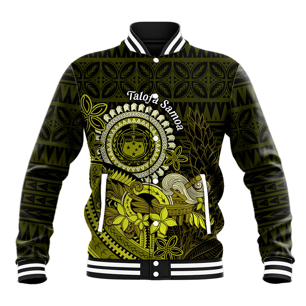 Lime Green Talofa Samoa Baseball Jacket Samoan Kava Bowl Siapo Pattern LT14 Unisex Lime Green - Polynesian Pride