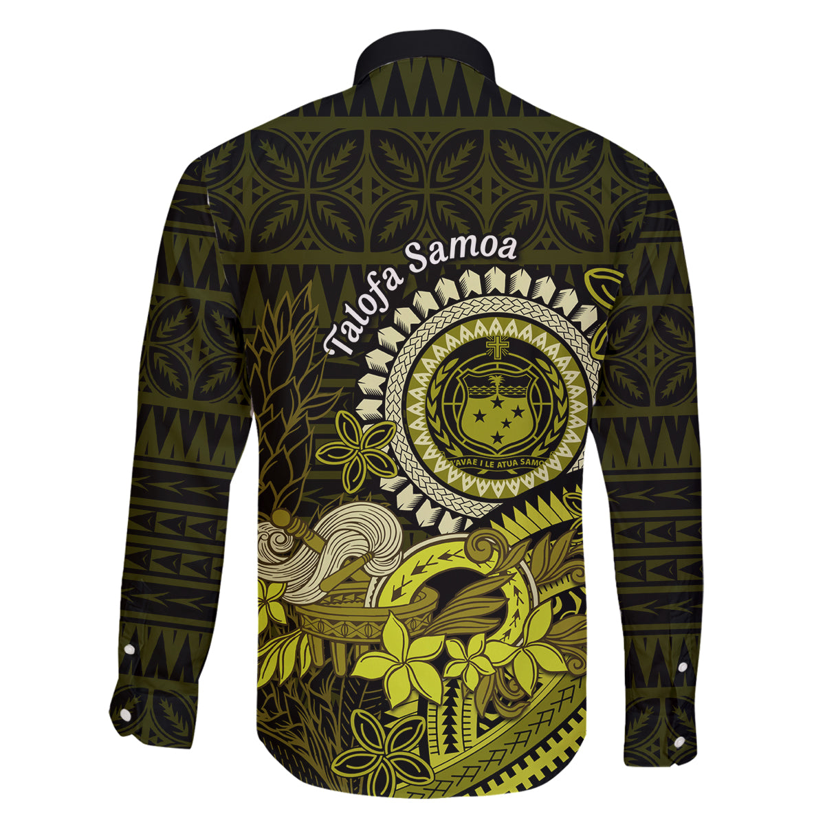 Lime Green Talofa Samoa Family Matching Puletasi Dress and Hawaiian Shirt Samoan Kava Bowl Siapo Pattern LT14 - Polynesian Pride