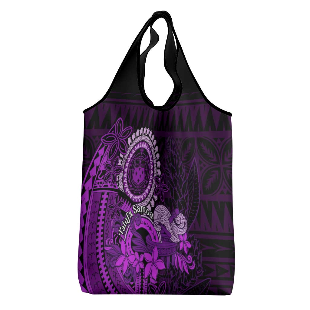 Purple Talofa Samoa Grocery Bag Samoan Kava Bowl Siapo Pattern