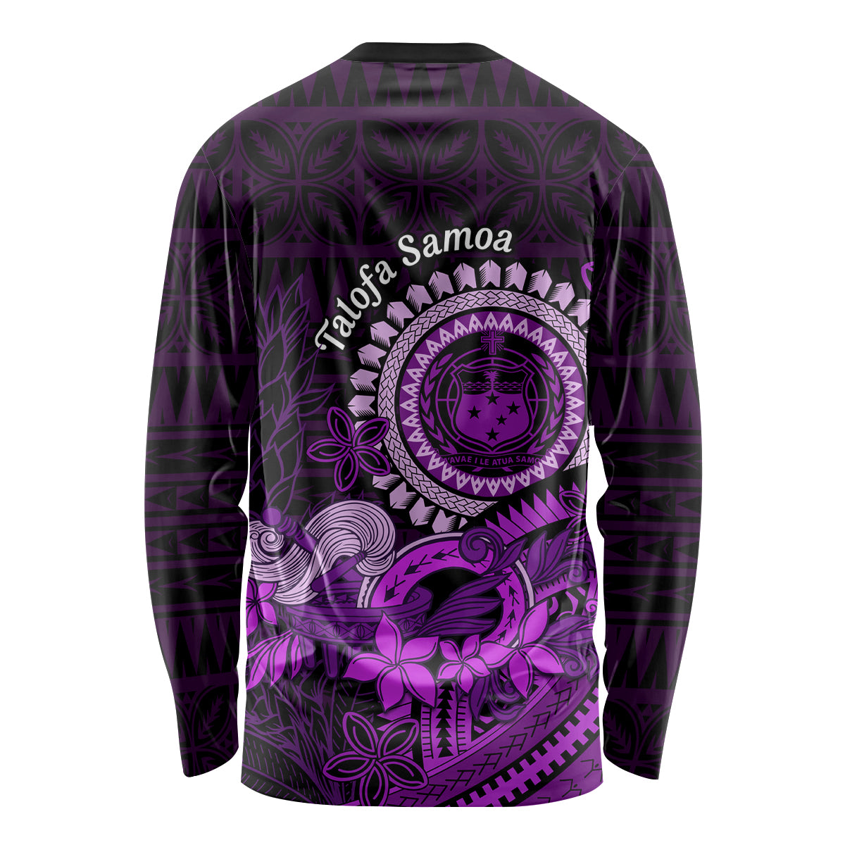 Purple Talofa Samoa Long Sleeve Shirt Samoan Kava Bowl Siapo Pattern LT14 - Polynesian Pride