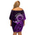 Purple Talofa Samoa Off Shoulder Short Dress Samoan Kava Bowl Siapo Pattern LT14 - Polynesian Pride