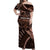 Malo e lelei Tonga Off Shoulder Maxi Dress Tongan Ngatu Pattern Vintage Vibes LT14 Women Brown - Polynesian Pride