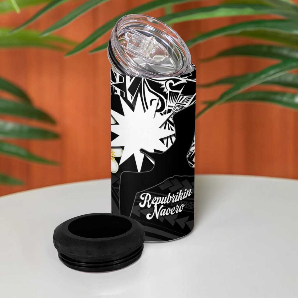 Ekamowir Omo Nauru 4 in 1 Can Cooler Tumbler Naoero Twelve-pointed Star Polynesian Tattoo