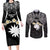 Ekamowir Omo Nauru Couples Matching Long Sleeve Bodycon Dress and Long Sleeve Button Shirt Naoero Twelve-pointed Star Polynesian Tattoo