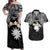 Ekamowir Omo Nauru Couples Matching Off Shoulder Maxi Dress and Hawaiian Shirt Naoero Twelve-pointed Star Polynesian Tattoo