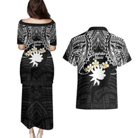 Ekamowir Omo Nauru Couples Matching Puletasi and Hawaiian Shirt Naoero Twelve-pointed Star Polynesian Tattoo