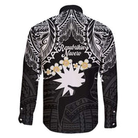 Ekamowir Omo Nauru Family Matching Off Shoulder Maxi Dress and Hawaiian Shirt Naoero Twelve-pointed Star Polynesian Tattoo