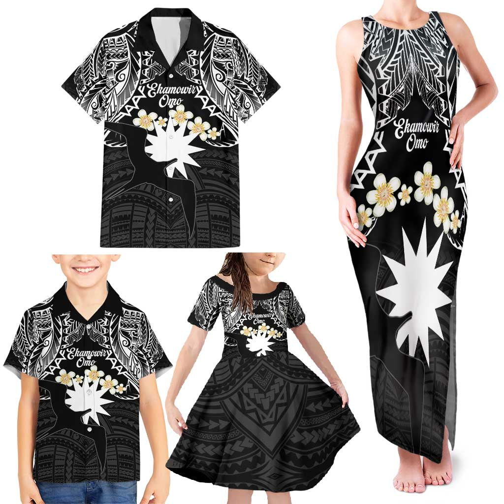 Ekamowir Omo Nauru Family Matching Tank Maxi Dress and Hawaiian Shirt Naoero Twelve-pointed Star Polynesian Tattoo