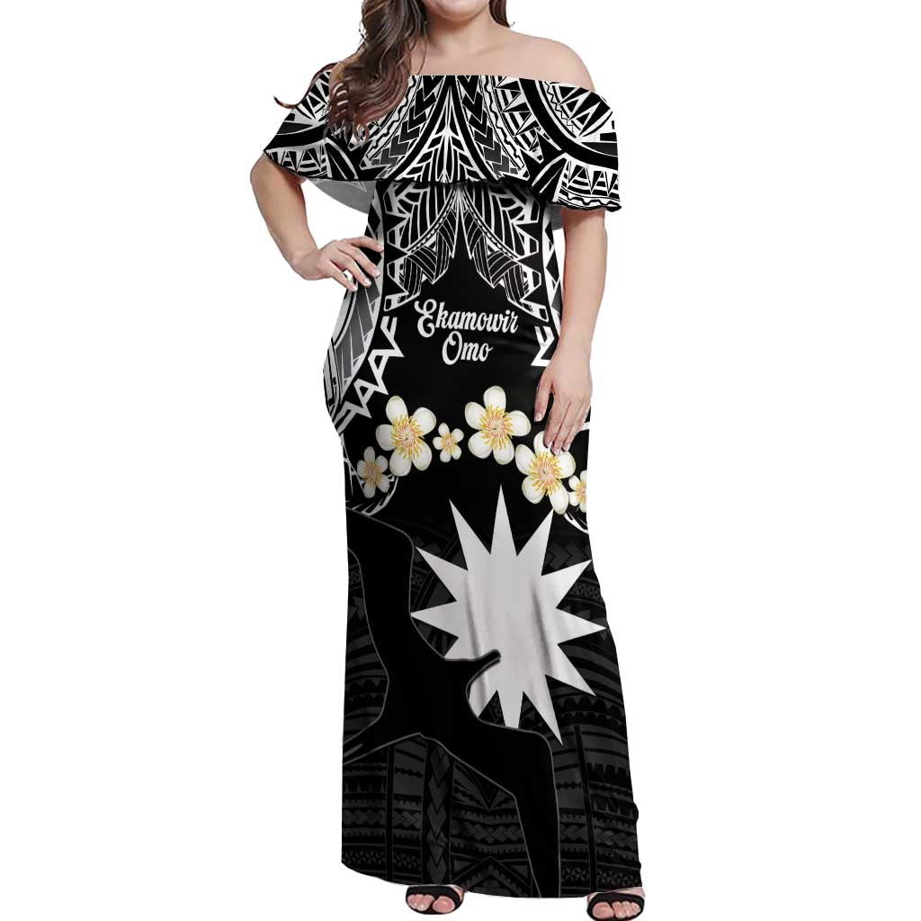 Ekamowir Omo Nauru Off Shoulder Maxi Dress Naoero Twelve-pointed Star Polynesian Tattoo