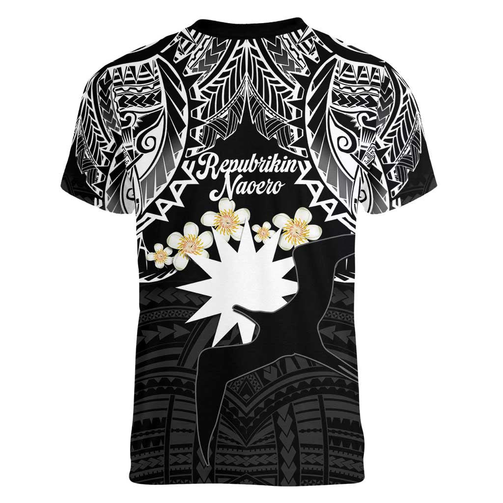 Ekamowir Omo Nauru Women V-Neck T-Shirt Naoero Twelve-pointed Star Polynesian Tattoo