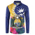 Nauru Independence Day Button Sweatshirt Coat Of Arms With Tropical Flowers