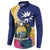 Nauru Independence Day Button Sweatshirt Coat Of Arms With Tropical Flowers