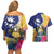 Nauru Independence Day Couples Matching Off Shoulder Short Dress and Hawaiian Shirt Coat Of Arms With Tropical Flowers