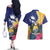 Nauru Independence Day Couples Matching Off The Shoulder Long Sleeve Dress and Hawaiian Shirt Coat Of Arms With Tropical Flowers