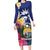 Nauru Independence Day Family Matching Long Sleeve Bodycon Dress and Hawaiian Shirt Coat Of Arms With Tropical Flowers