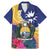 Nauru Independence Day Family Matching Mermaid Dress and Hawaiian Shirt Coat Of Arms With Tropical Flowers