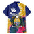 Nauru Independence Day Family Matching Mermaid Dress and Hawaiian Shirt Coat Of Arms With Tropical Flowers