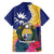 Nauru Independence Day Family Matching Off Shoulder Maxi Dress and Hawaiian Shirt Coat Of Arms With Tropical Flowers