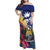 Nauru Independence Day Family Matching Off Shoulder Maxi Dress and Hawaiian Shirt Coat Of Arms With Tropical Flowers