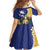 Nauru Independence Day Family Matching Off Shoulder Short Dress and Hawaiian Shirt Coat Of Arms With Tropical Flowers