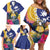 Nauru Independence Day Family Matching Off Shoulder Short Dress and Hawaiian Shirt Coat Of Arms With Tropical Flowers