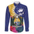 Nauru Independence Day Family Matching Short Sleeve Bodycon Dress and Hawaiian Shirt Coat Of Arms With Tropical Flowers